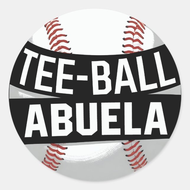 Pegatina Redonda Tee-Ball Abuela Latina Teeball Abuela (Anverso)