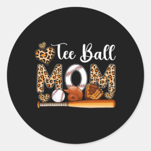 Pegatina Redonda Tee Ball Cute Mom Leopardo Costume madre de béisbo