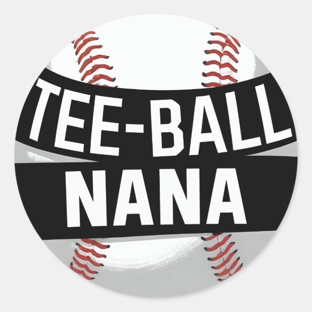 Pegatina Redonda Tee-Ball Nana Graciosa Abuela De Teisbol (Anverso)