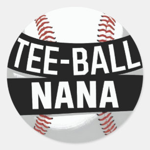 Pegatina Redonda Tee-Ball Nana Graciosa Abuela De Teisbol