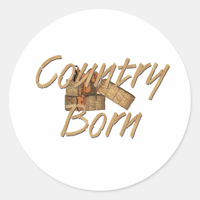 Pegatina Redonda TEE Country Born (Anverso)