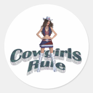 Pegatina Redonda TEE Cowgirls Rule