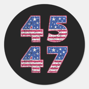 Pegatina Redonda Tee De Bandera De Trump 2024 Vintage 45 47 Para Mu