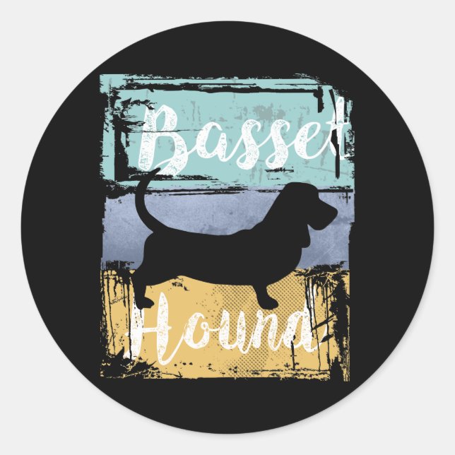 Pegatina Redonda Tee de hebilla basal - Perro de perrito retro vint (Anverso)