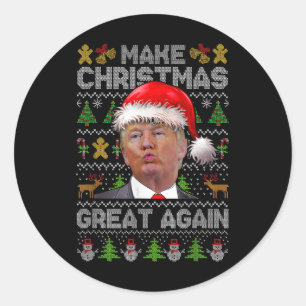 Pegatina Redonda Tee de Navidades cómicos de Trump Ill