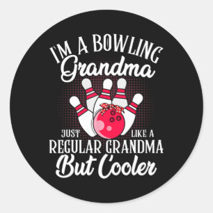 Pegatina Redonda Tee De Novedad Graciosa De Bowling Grandma Para Bo