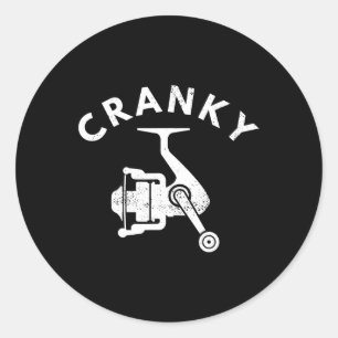 Pegatina Redonda Tee De Pesca Gracioso Para Hombres Cranky Pescador