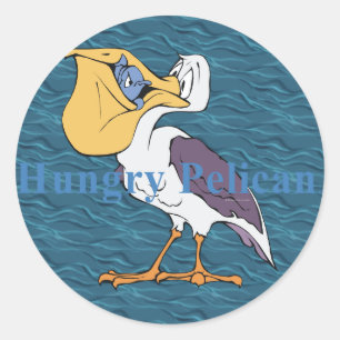 Pegatina Redonda TEE Hungry Pelican