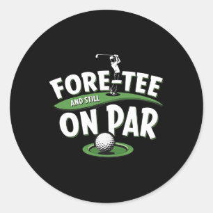 Pegatina Redonda Tee inicial todavía en par cumpleaños 40 golfista