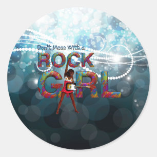 Pegatina Redonda TEE no se mete con un Chica de rock