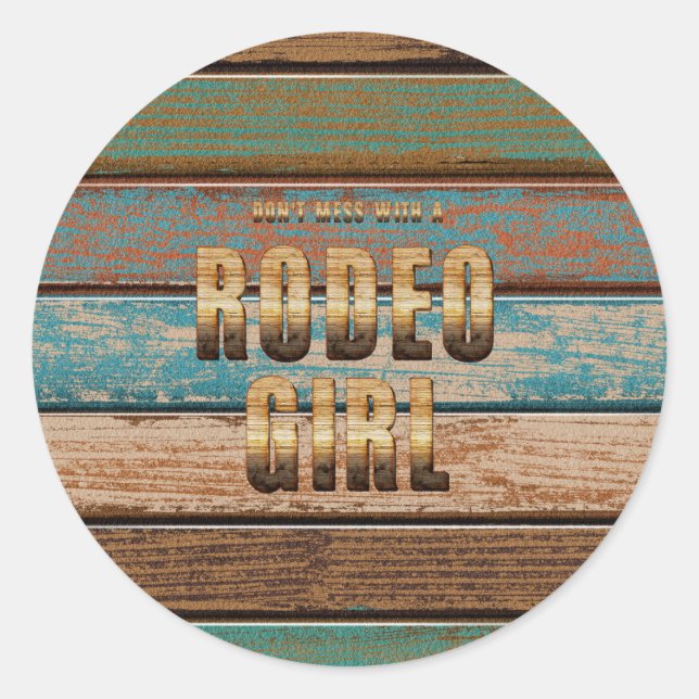 Pegatina Redonda TEE no se mezcle con el Chica de Rodeo (Anverso)