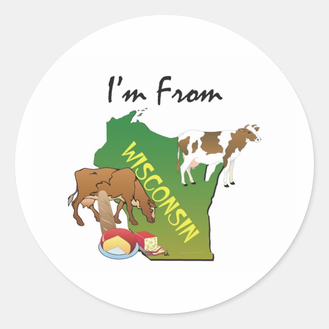 Pegatina Redonda TEE, soy de Wisconsin (Anverso)