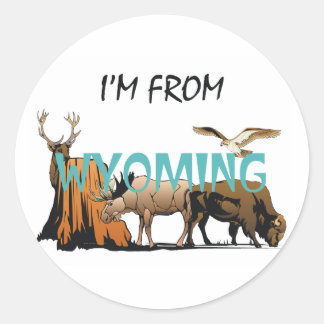 Pegatina Redonda TEE, soy de Wyoming