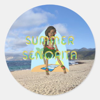 Pegatina Redonda TEE Summer Senorita