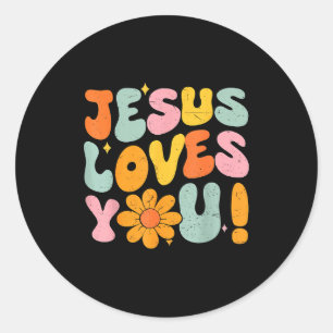 Pegatina Redonda Teen cristiana Jesús te ama Dios hermana Goo