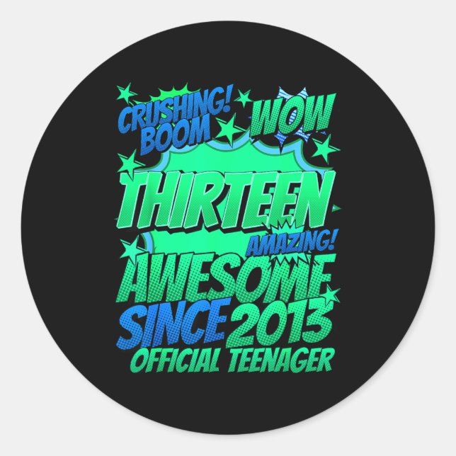Pegatina Redonda Teenager 13 Year Old For Boys 13 Year Old Boy  (Anverso)