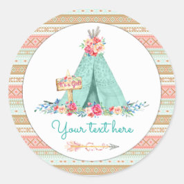 Pegatina Redonda TeePee Boho Tribal Aztec Favor Gift Gracias