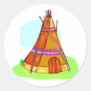 Pegatina Redonda Teepee nativo americano