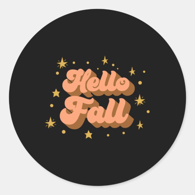 Pegatina Redonda Tees de gráficos de otoño - Hello Fall (Anverso)