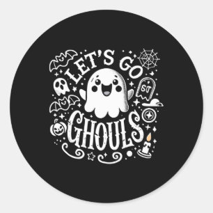 Pegatina Redonda Tees Halloween deja que Ghouls abriera a las mujer