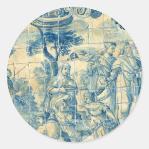 Pegatina Redonda Teja de Azulejo