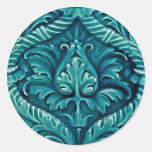 Pegatina Redonda Tejas antiguas diseñan arte y artesanía Art Nouvea