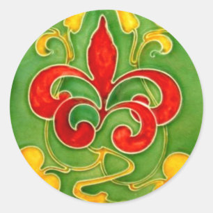Pegatina Redonda Tejas antiguas diseñan arte y artesanía Art Nouvea
