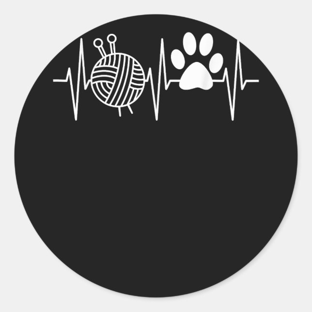 Pegatina Redonda Tejido Nerd Graciosa Abuela Mamá Knit Needles Yarn (Anverso)