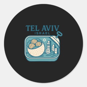 Pegatina Redonda Tel Aviv Israel Recuerdo Comida Israelí Y Viajes D