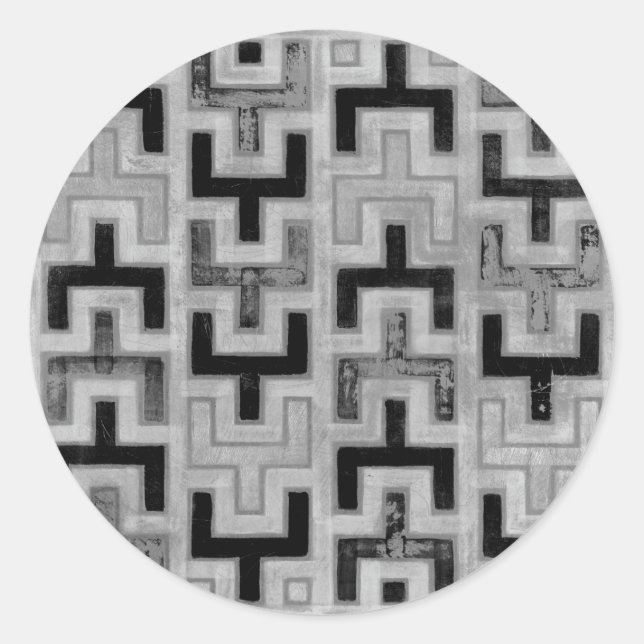 Pegatina Redonda tela de barro africana textil con patrones geométr (Anverso)