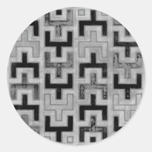 Pegatina Redonda tela de barro africana textil con patrones geométr