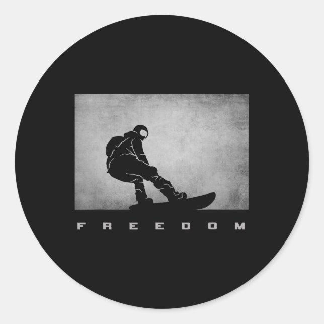 Pegatina Redonda Tela de nieve - Snowboard Snowboard Snowboard (Anverso)