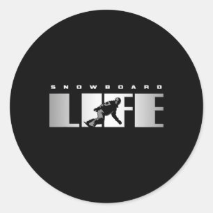 Pegatina Redonda Tela de nieve - Snowboard Snowboard Snowboard