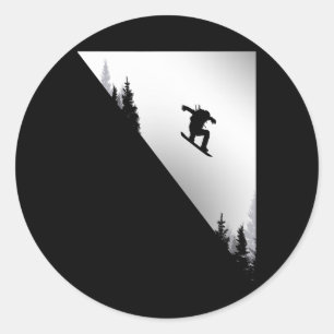 Pegatina Redonda Tela de nieve - Snowboard Snowboard Snowboard