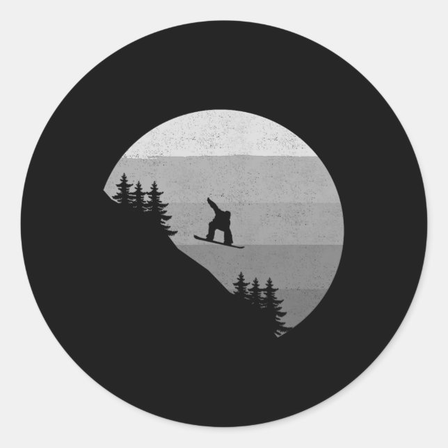 Pegatina Redonda Tela de nieve - Snowboard Snowboard Snowboard (Anverso)