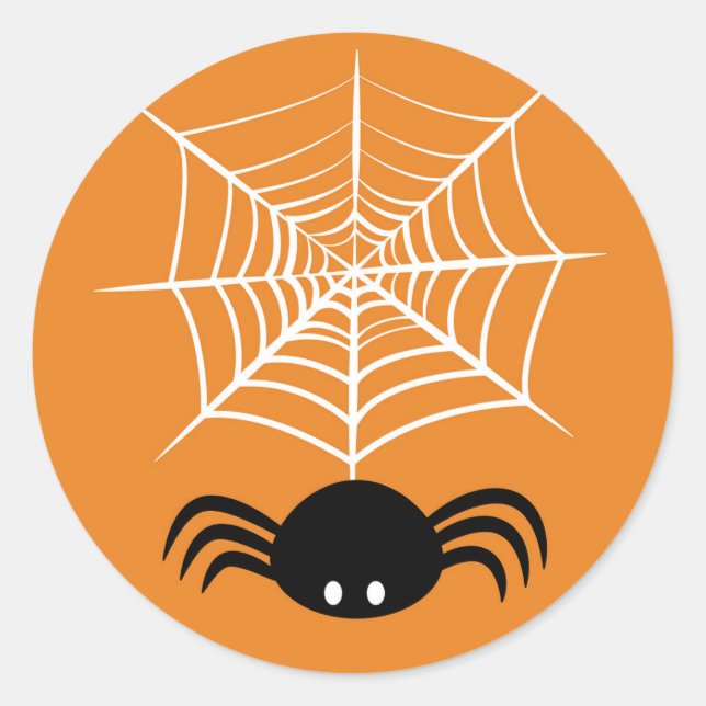 Pegatina Redonda Telaraña de Halloween (Anverso)