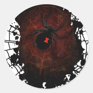 Pegatina Redonda Telaraña de Viuda Negra Gótico Oscuro Transgresor
