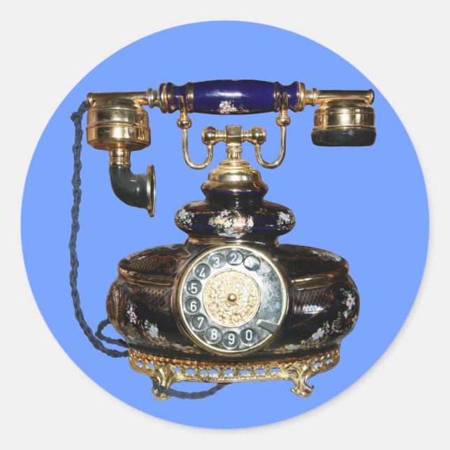 Pegatina Redonda Teléfono antiguo (Anverso)