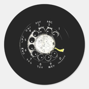 Pegatina Redonda Teléfono Antiguo con Patrón de Dial Rotativo