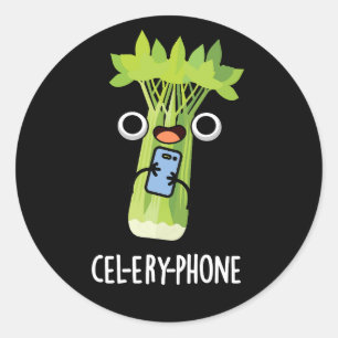 Pegatina Redonda Teléfono con canalización Graciosa Celery Veggie P