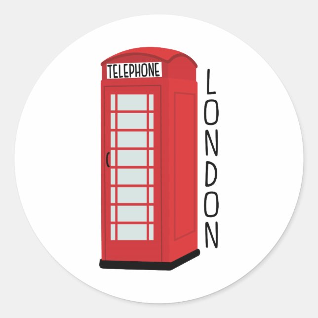 Pegatina Redonda Teléfono de Londres (Anverso)
