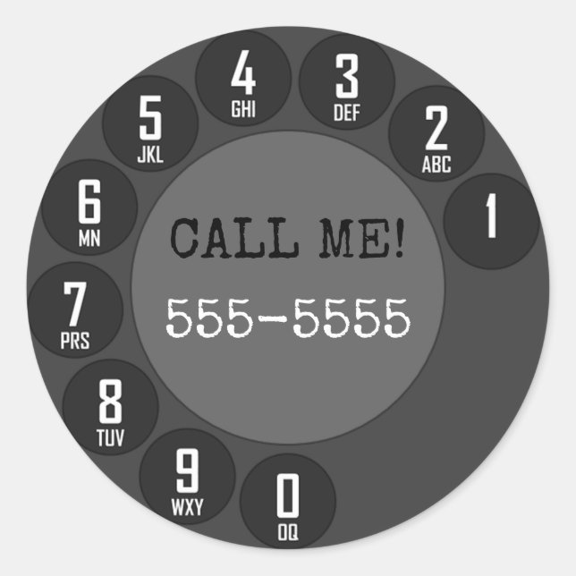 Pegatina Redonda Teléfono de Rotary (Anverso)