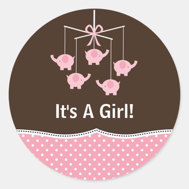 Pegatina Redonda Teléfono móvil rosa azul y marrón gracias (Anverso)