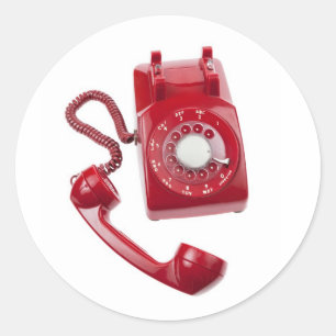 Pegatina Redonda Teléfono rotativo rojo