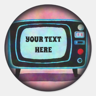 Pegatina Redonda Televisión retro