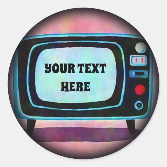 Pegatina Redonda Televisión retro (Anverso)