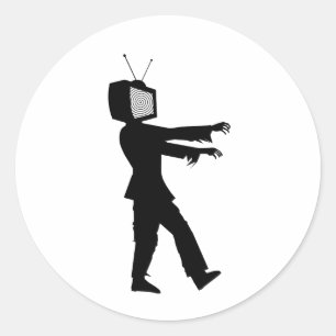 Pegatina Redonda Televisor Zombie