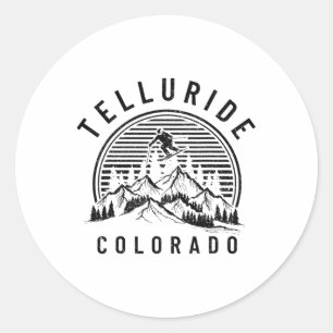 Pegatina Redonda Telluride Colorado Esquí Esquí Vintage Orgullo Rec