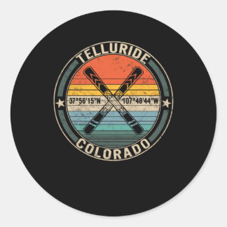 Pegatina Redonda Telluride Colorado Ski Skip Snowboard Snow Mo