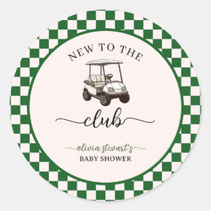 Pegatina Redonda tema de Baby shower Green Golf